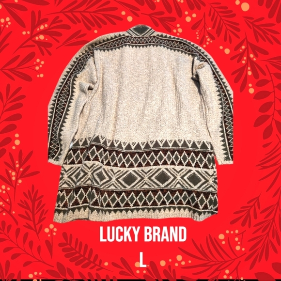 Lucky Brand Cardigan Taupe/Olive Green L - Picture 2 of 3